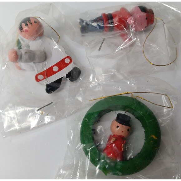 Miniature Wooden Christmas Ornaments Set of 12 Holiday Christmas Tree Decoration - Picture 5 of 6